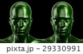 3d rendering. Two faceted green android heads 29330991