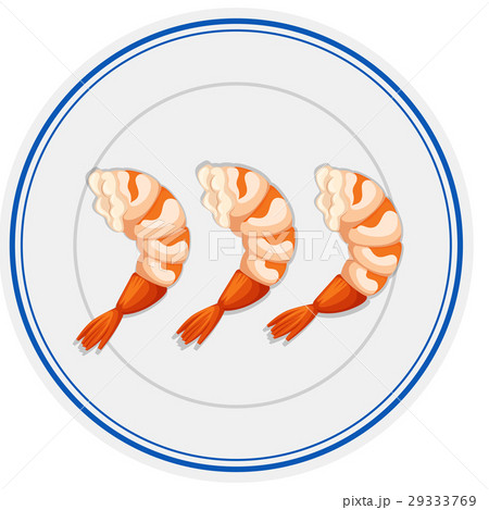 Three pieces of shrimps on round plate Three pieces of shrimps on round plate 29333769