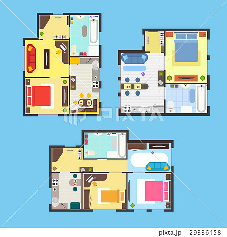 Apartment Plan with Furniture Set. Vector Apartment Plan with Furniture Set. Vector 29336458