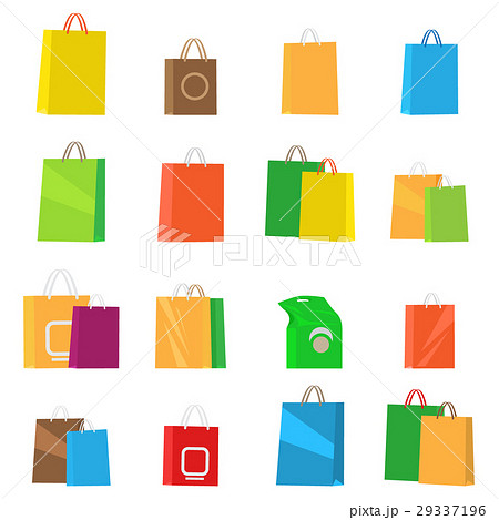 Colorful Empty Shopping Bags. Isolated Vector Set. 29337196