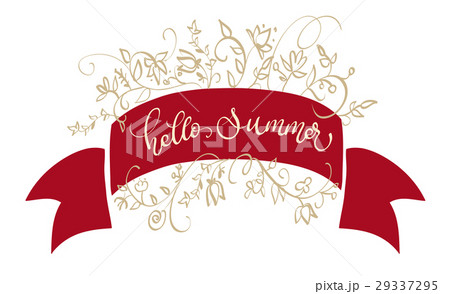 text hello summer vector on red frame. Calligraphy 29337295