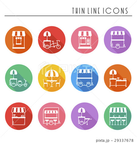 Street food retail thin line icons set. Food truck Street food retail thin line icons set. Food truck 29337678