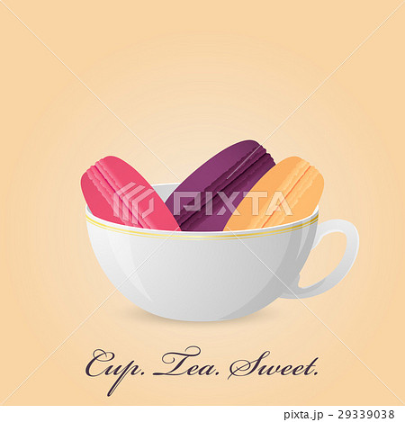 Poster with color french macaroons inside cup. Poster with color french macaroons inside cup. 29339038