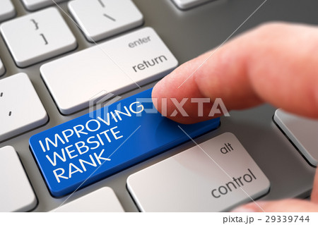 Hand Touching Improving Website Rank Key. 3d. Hand Touching Improving Website Rank Key. 3d. 29339744