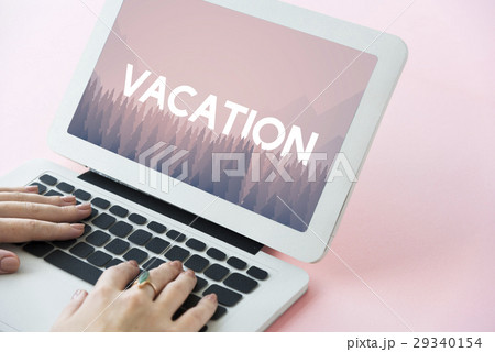 Vacation word on nature background with trees 29340154