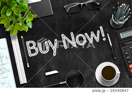Black Chalkboard with Buy Now. 3D Rendering. 29340847