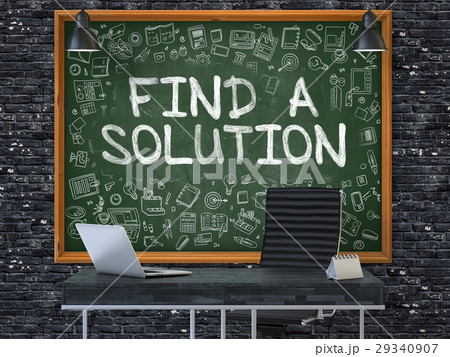 Find a Solution - Hand Drawn on Green Chalkboard Find a Solution - Hand Drawn on Green Chalkboard 29340907