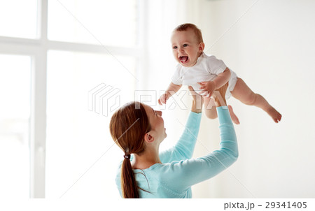 happy young mother with little baby at home happy young mother with little baby at home 29341405