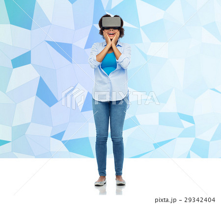 woman in virtual reality headset or 3d glasses woman in virtual reality headset or 3d glasses 29342404