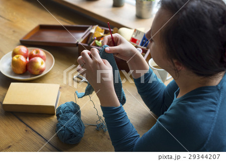 Woman Knitting Handicraft Hobby Homemade 29344207