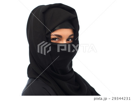 muslim woman in hijab over white background 29344231