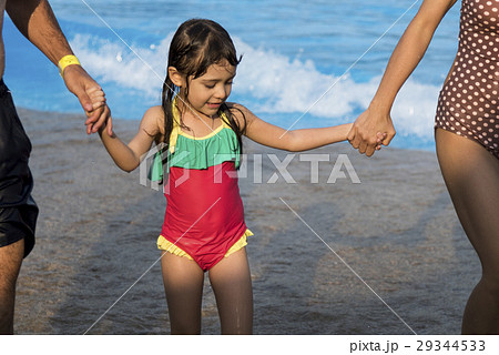 Family Swimming Pool Playing Togetherness Summer Holiday 29344533