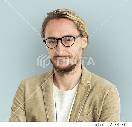 Caucasian Man Serious Focused Portrait 29345365