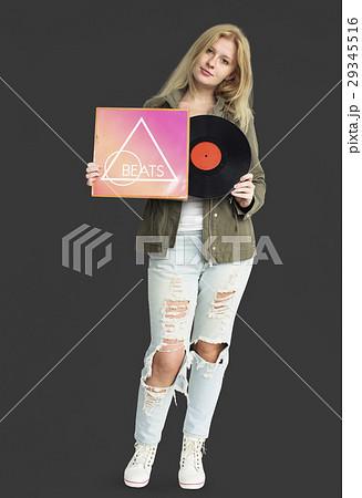 Woman Smiling Happiness Vinyl Music Record Woman Smiling Happiness Vinyl Music Record 29345516