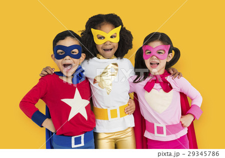 Superhero Kids Together Cheerful Concept 29345786