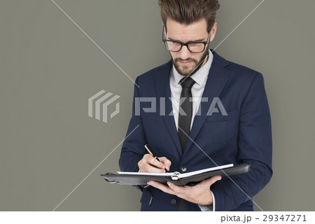 Caucasian Business Man Writing Notes 29347271