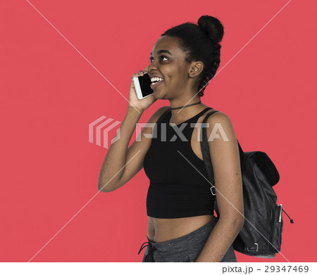 Young Women Talk Calling Mobile Communication 29347469