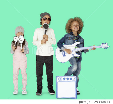 Children Smiling Happiness Music Band Mockup 29348013