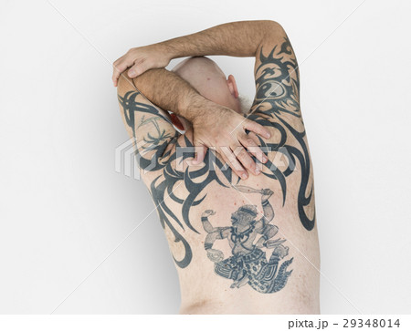 Senior Adult Man Rear View Hanuman Tattoo Spiritual Arts Senior Adult Man Rear View Hanuman Tattoo Spiritual Arts 29348014