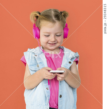 Little GIrl Smiling Happiness Music Headphones Little GIrl Smiling Happiness Music Headphones 29348315