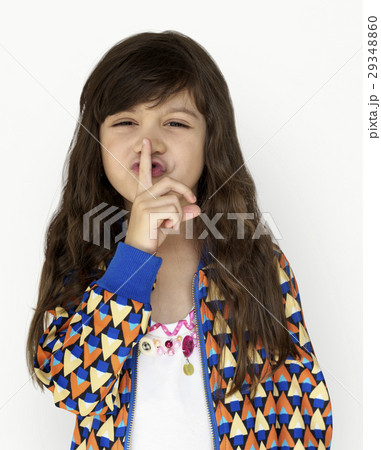 Little Girl Smiling Happiness Quiet Shut Up Secret Shh Portrait 29348860