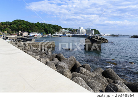 芦名漁港 防波堤 横須賀の写真素材