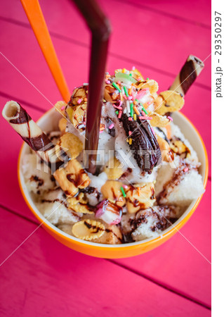 Shaved ice, thai style dessert. Shaved ice, thai style dessert. 29350297