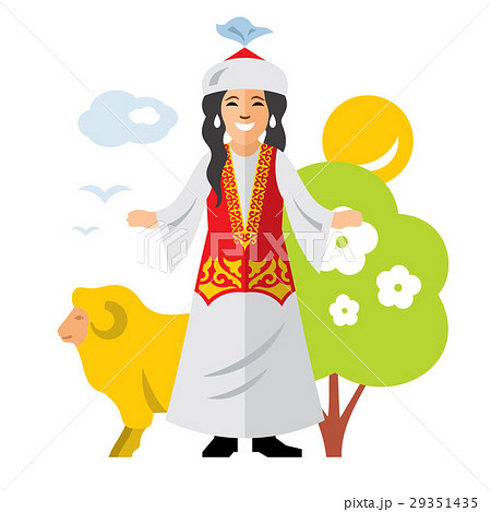 Vector Kazakh Woman. Historical clothes Kazakhstan 29351435