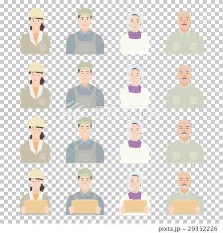 Illustration image of facial expressions of working senior such as farmers · livestock livestock producers etc. 29352226