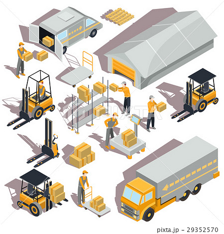 Vector logistic and delivery isometric icons 29352570