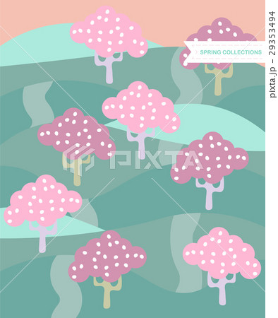 Blossom tree on hill 29353494