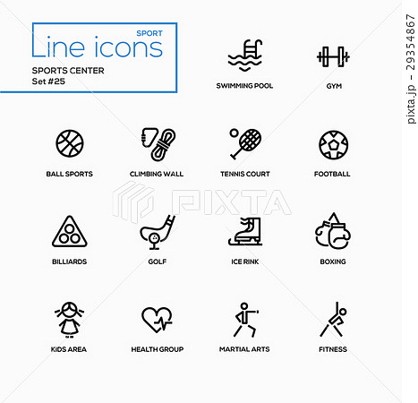 Sports center - modern vector single line icons Sports center - modern vector single line icons 29354867