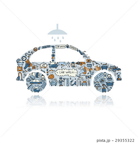 Car washing, vector icons sketch for your design 29355322