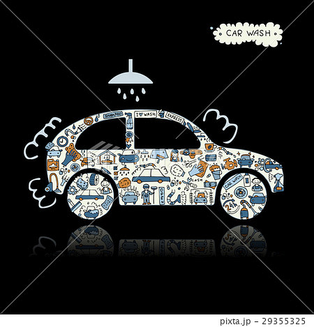 Car washing, vector icons sketch for your design 29355325