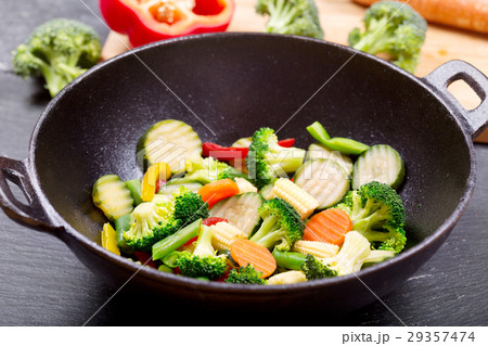 stir fried vegetables in a wok stir fried vegetables in a wok 29357474