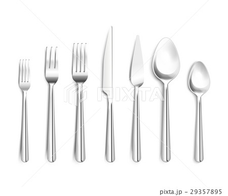 Realistic Silverware Top View Realistic Silverware Top View 29357895