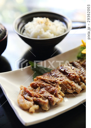 chicken teriyaki set with rice and soup chicken teriyaki set with rice and soup 29362003