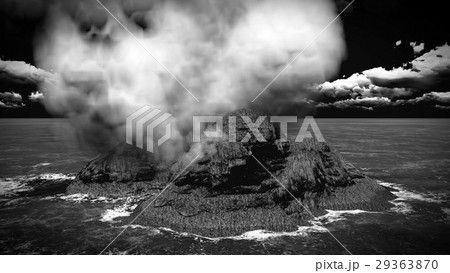 Volcanic eruption on island 3d rendering 29363870