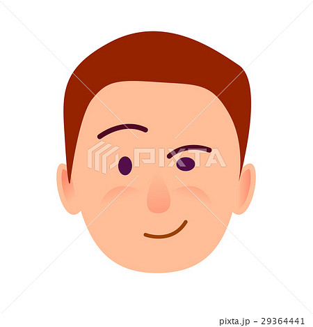 Brunette Boy with Distrustful Look Flat Art Icon 29364441