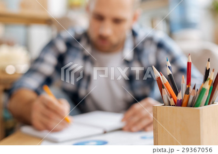 Selective focus of colored pencils being in the 29367056