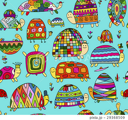 Funny turtles collection, seamless pattern forのイラスト素材 [29368509] - PIXTA