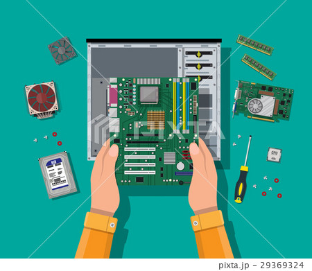 Assembling PC. Personal computer hardware. 29369324
