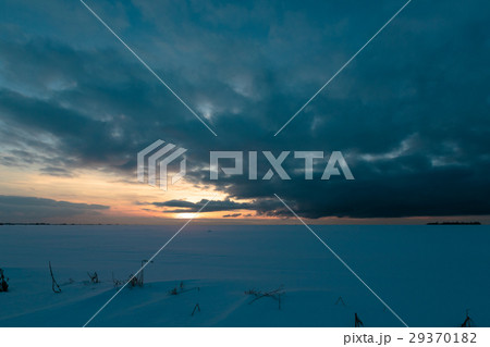 Sunset in Russia in winter season. Sunset in Russia in winter season. 29370182