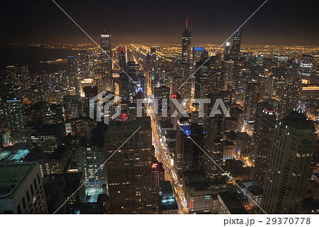 Impressive high-rising blocks glowing at night 29370778