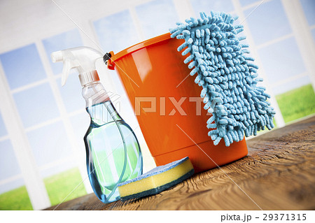 Group of assorted cleaning and window background 29371315
