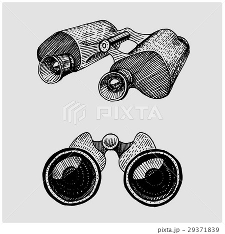 Binocular monocular vintage, engraved hand drawn 29371839
