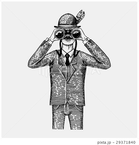 Man in costume looking through the binoculars 29371840