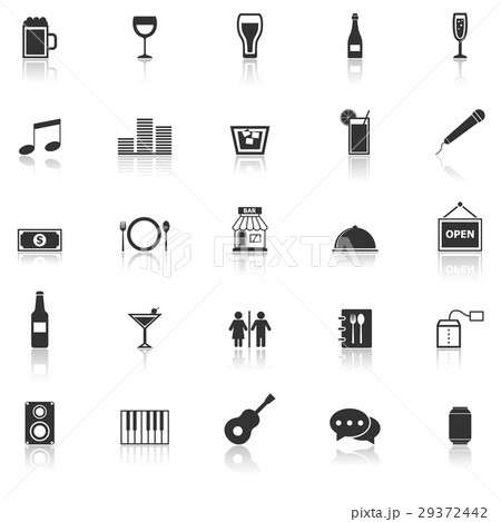 Bar icons with reflect on white background 29372442