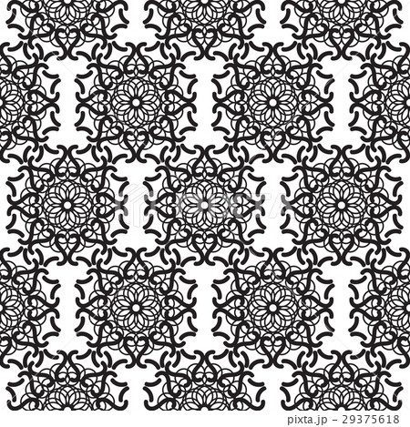 Mandala lace black seamless pattern. 29375618