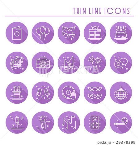 Party celebration thin line icons set. Birthday 29378399